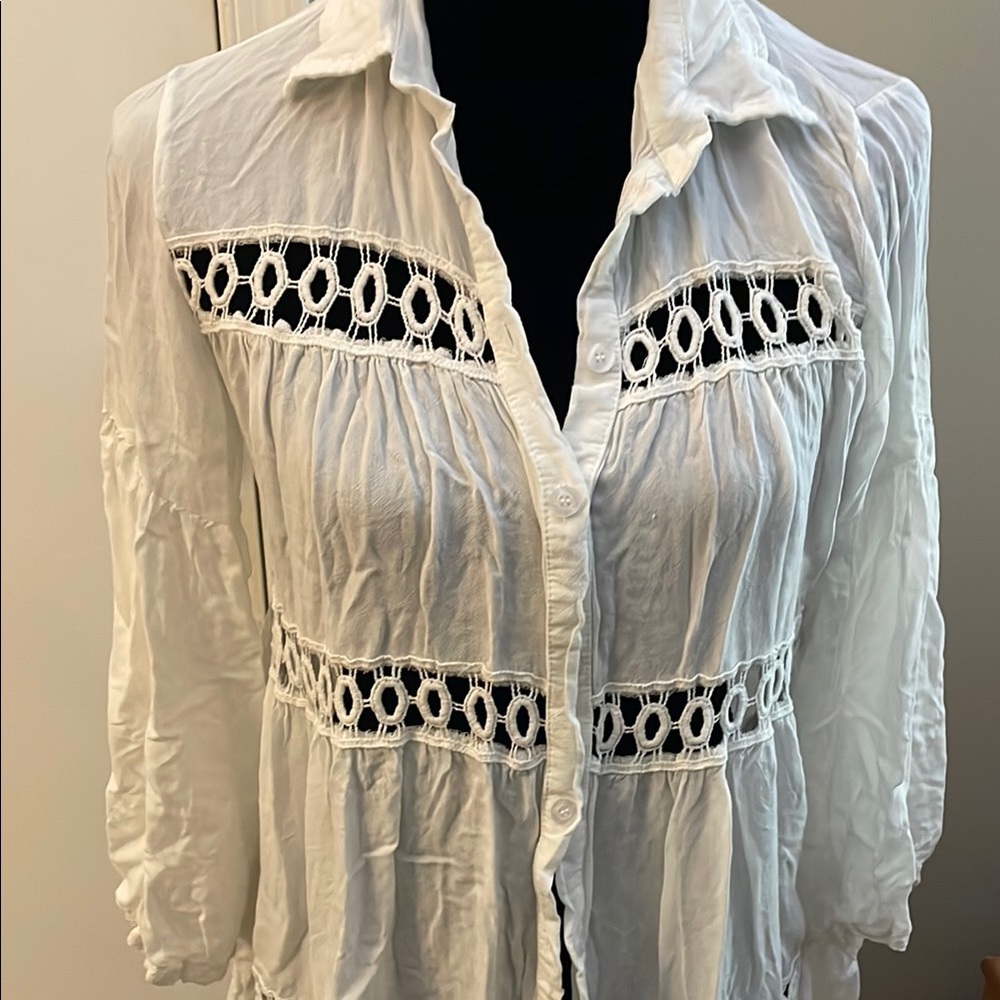 White Lace Trim beach coverup